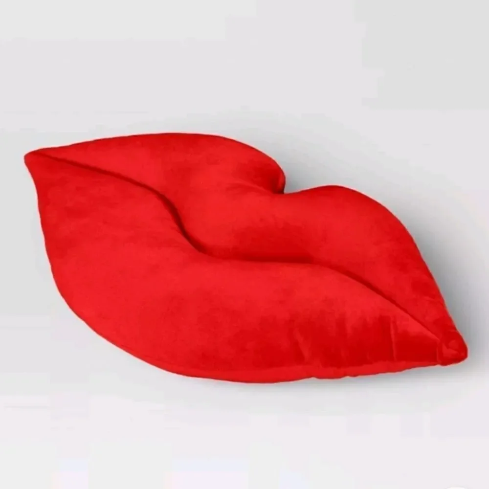 Valentine's Day Decor Bundle of Lips Throw Pillow and Feathery Friends Bird, New